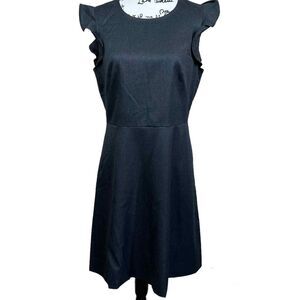 LOFT Women 10 Dress Charcoal Gray Twill Flutter Sleeve Sheath Office business